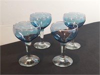 4pc Iridescent Blue Carnival Cocktail Stem