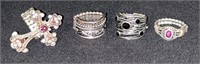 Costume Jewelry Ring Collection (4 stretch rings)