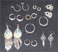Costume Post Earring Collection 8 pair +1 w/o post