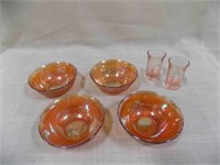 Vintage Pink Marigold Glass Bowls