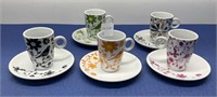 Colorful Espresso Cups with Matching Saucers