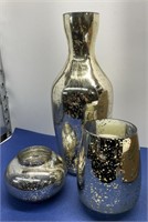 Mirrored Home Decor 3 PCs  Assorted Size Vases