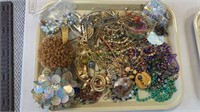 Tray lot costume necklaces - beads, natural