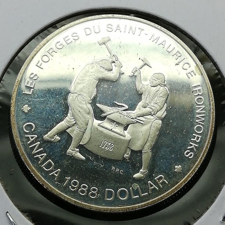 1988 Canada $1 Silver Coin Iron Works .83 oz.