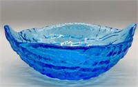 Vintage Tiara Aloha Ice Blue Centerpiece Bowl