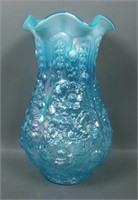 Fenton DBS Ice Blue Opal Poppy Show Vase