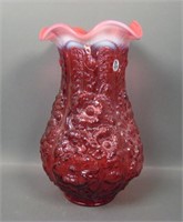 Fenton/ DBS Cranberry Opal Poppy Show Vase