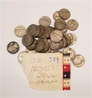23 War Nickels; 19 Modern Jefferson Nickels