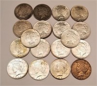 17 Peace Dollars; 1 Pre-’21 Morgan