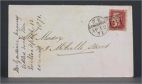 British 1871 One Penny Stamp with Envelope