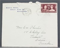 British 1937 1 and 1/2 D Stamp with Envelope
