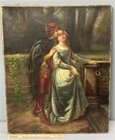 Victorian Courting Scene Oil Painting on Canvas