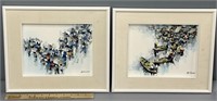 Abstract Village & Fishing Boats Oil Paintings
