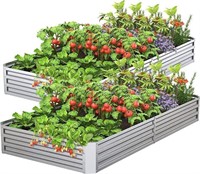 2 pcs 4x8x1ft Galvanized Metal Raised Garden Bed