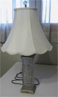 24" Tall Vintage Crystal Lamp W/Shade Works