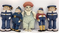 5 Painted boys antique reproductions , 12” and
