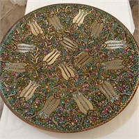 Decorative 13.5" copper and enamel tray