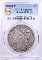 1889-CC Morgan Silver Dollar. AU.