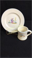 2 piece set, cup and plate, child's theme "Mary,