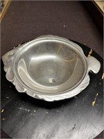Authentic Pewter Bowl w/ Fish Decor Made in