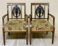 French Directoire Style Walnut Armchairs.