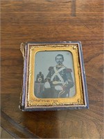 Antique Leather Embossed Tin Type of Soldier