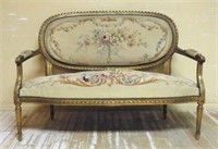 Louis XVI Style Gilt Settee.