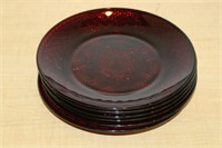SELECTION OF RED CUT GLASS SALAD PLATES