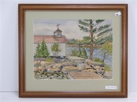 G.S. CULLEY CHURCH BY THE LAKE PAINTING