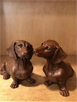 2- RED MILL WEINER DOG FIGURINES 4X5 INCHES