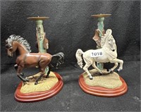 (2) RESIN HORSE CANDLE STANDS