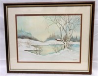 Original Watercolour Winter Scene by F.DIEBEL