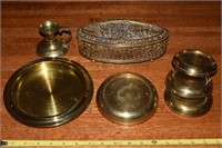 Brass & metal decor lot w/ lidded box