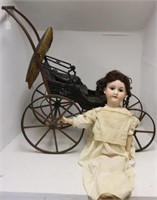 LATE 19TH C GERMAN BISQUE HEAD DOLL, JOINTED