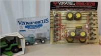 Box of tractors and Chevy truck