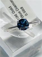 10KT Gold Blue Diamond Ring, 0.56CT