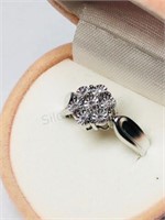 Sterling Silver Diamonds Ring