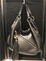 Michael Kors Black Leather Handbag w/Tassel