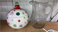 Ornament cookie jar,Towle etched pitcher