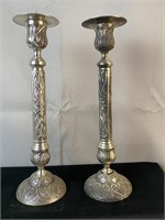 2 Metal 13-3/4'' Tall Candle Sticks