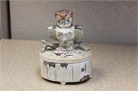 Ceramic Owl Trinket Box