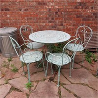 Round Metal Outdoor Table & 4 Chairs