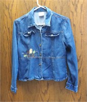 Hand Painted Signed Women's Jean Jacket Size: Med.