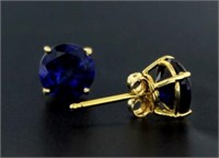 14kt Gold 2.00 ct Sapphire Stud Earrings