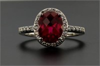 Oval 2.00 ct Simulated Ruby Dinner Ring