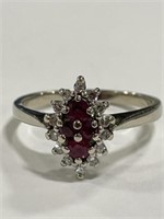 14kt Gold Ruby & Diamond Ring Size 5 1/2