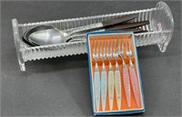 MCM spoon set, forks, butter dish