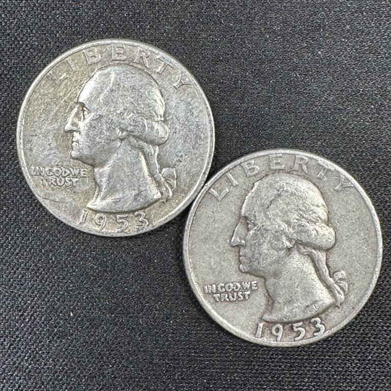 1953-D & 1953 Washington Silver Quarters
