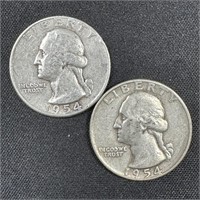 1954-D & 1954 Washington Silver Quarters