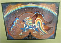 Signed  Woody Crumbo "Rainbow Horse" Silk Screen